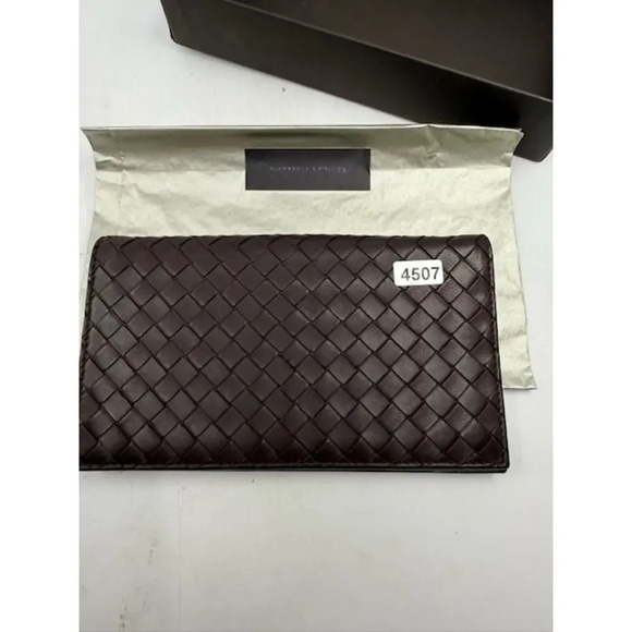 Bottega Veneta Intrecciato Bifold Long Wallet Leather Dark Brown with Box - Picture 2 of 10